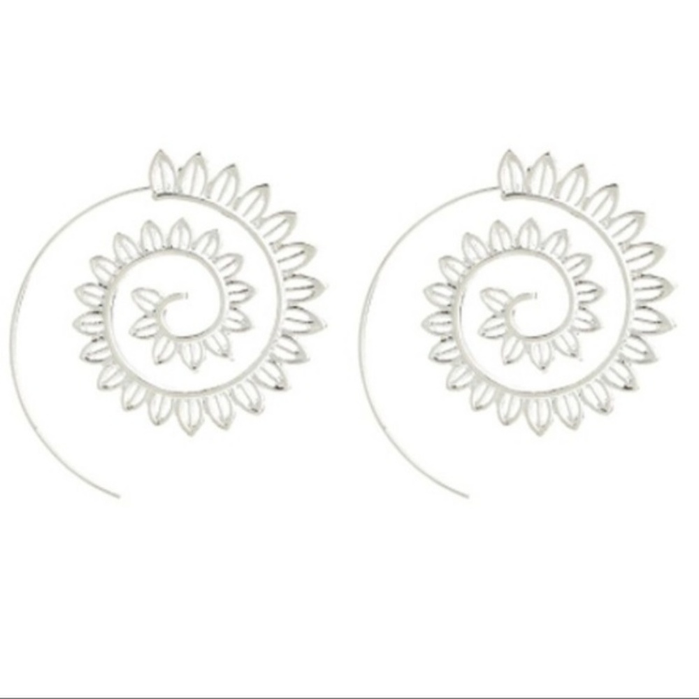 Gold or Silver Spiral Leaf Infinity Earrings - Picture 4 of 5